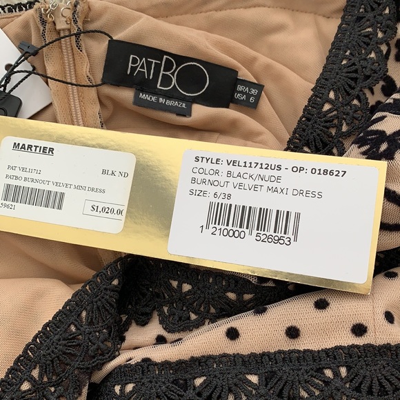 Brand new PatBo burnout velvet maxi dress in black floral polka dot sz 6 - Picture 9 of 11
